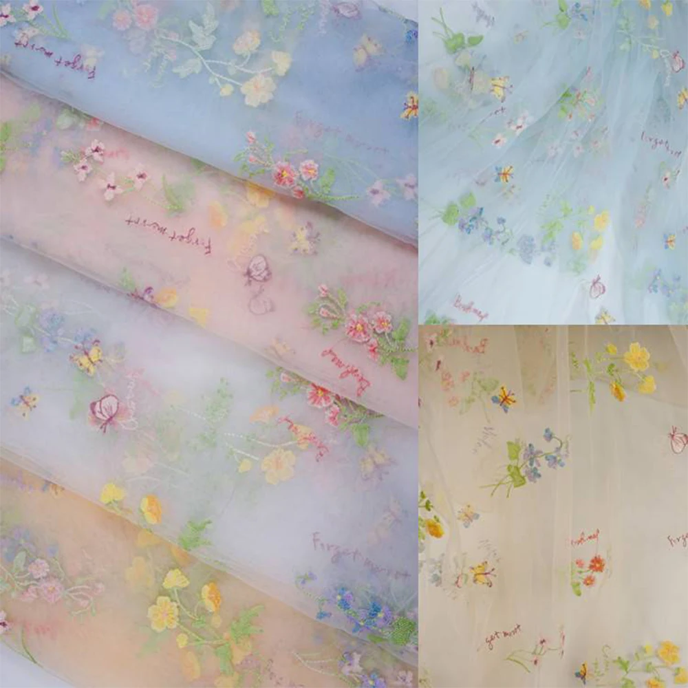 Yellow Prom Dresses: Baby Yellow Embroidery Tulle Tea Length Gown - Image 2