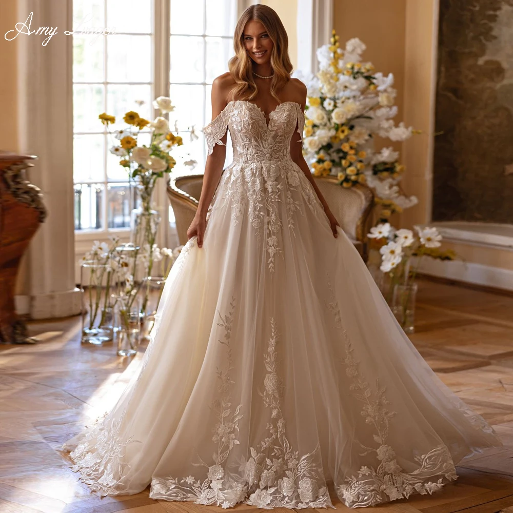 Yellow prom dresses: Gorgeous A-Line wedding dress with appliques