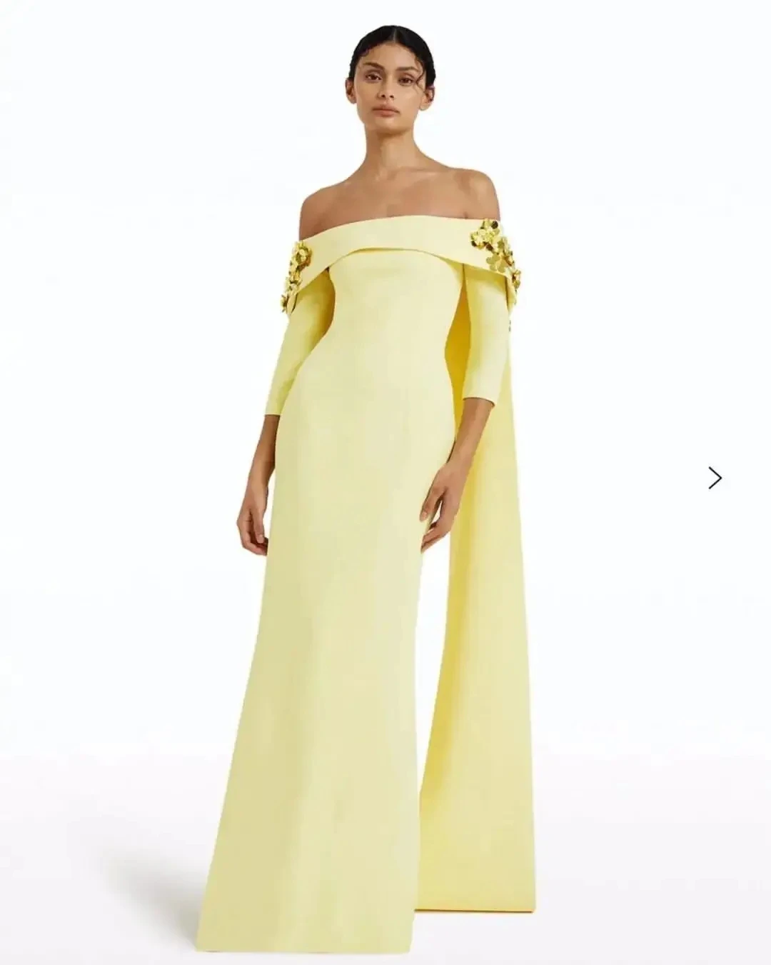 Yellow Prom Dresses: Elegant Off-Shoulder Crystals Beading Evening Gown