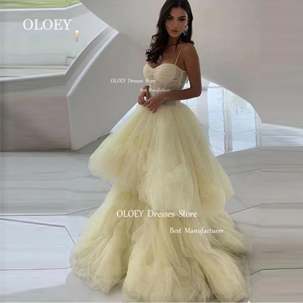Yellow Prom Dresses: Elegant Sweetheart Tiered Organza Party Gown