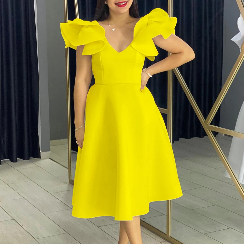 Yellow White Red Blue Midi Elegant Party Dresses For Women 2025
