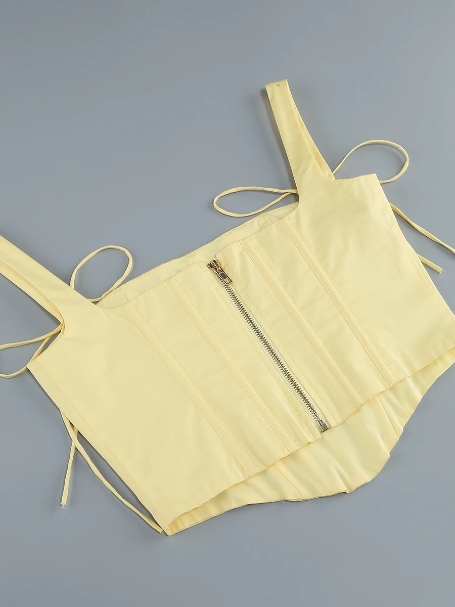 Luxury Yellow Strapless Evening Dress with Crop Vest for Women Party - Image 6