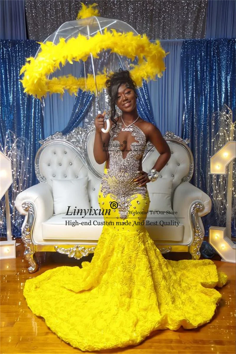 Yellow Prom Dresses: Sequin Mermaid Gown for Formal Events