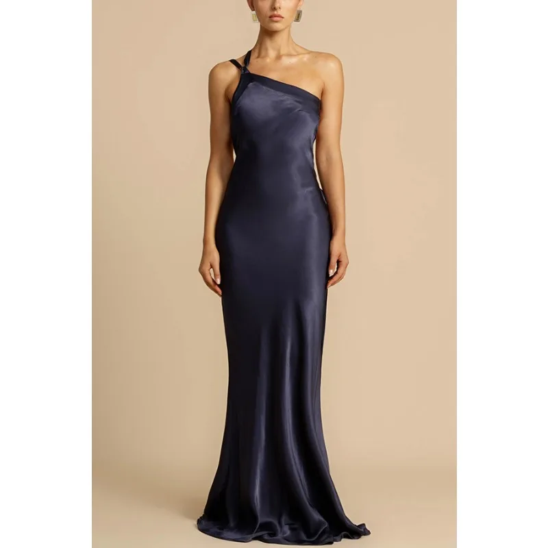 Women's Backless Yellow Satin Lace-Up Off Shoulder Party Dress Elegant - Image 5